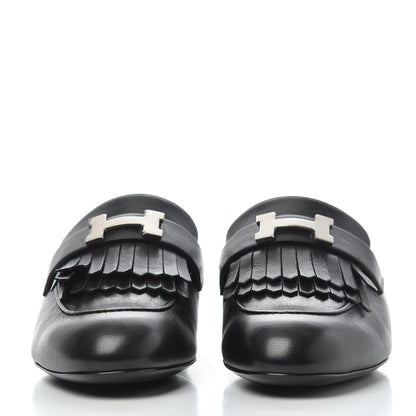 Hermes Goatskin Rivoli Mules 37.5 Black 2 of 9