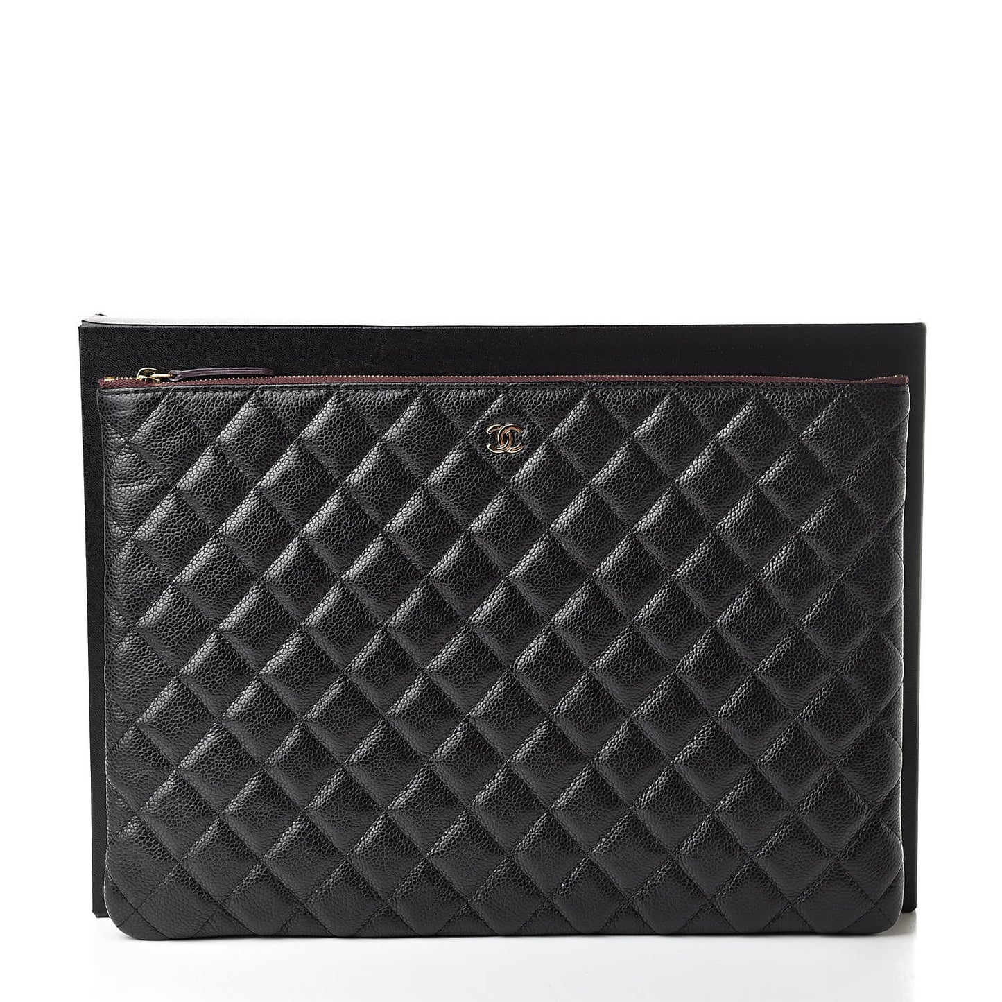 Caviar Quilted Large Cosmetic Case Black