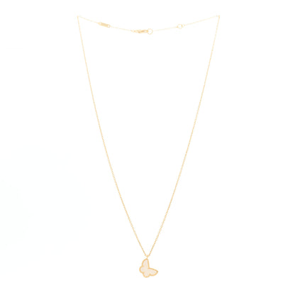 Van Cleef & Arpels 18K Yellow Gold Mother of Pearl Sweet Alhambra Butterfly Pendant Necklace 3 of 6