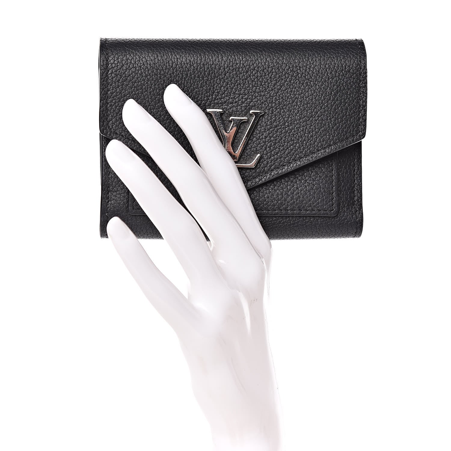 Louis Vuitton Soft Calfskin My Lockme Compact Wallet Black 2 of 7