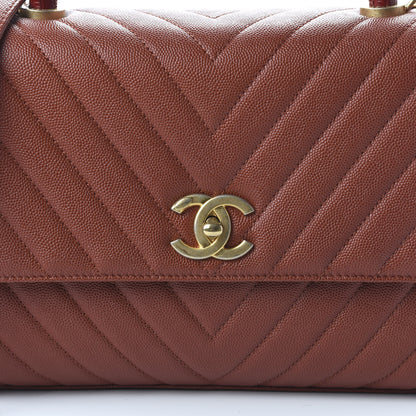 Chanel Caviar Lizard Chevron Quilted Small Coco Handle Flap Dark Orange 10 of 11