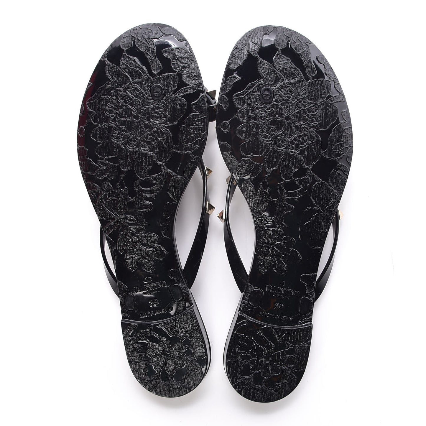 PVC Jelly Rockstud Bow Thong Sandals 39 Black