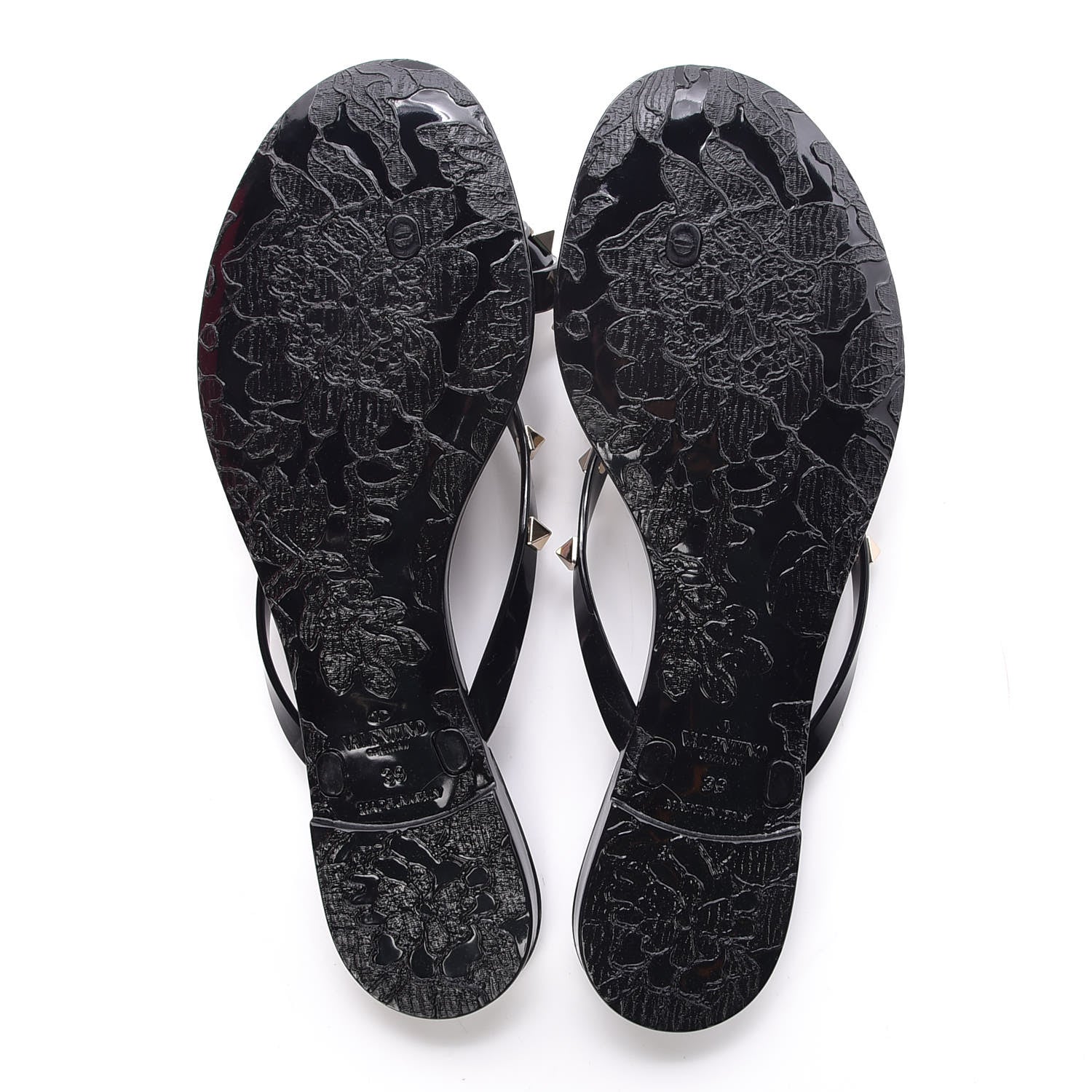 Valentino Garavani PVC Jelly Rockstud Bow Thong Sandals 39 Black 5 of 8