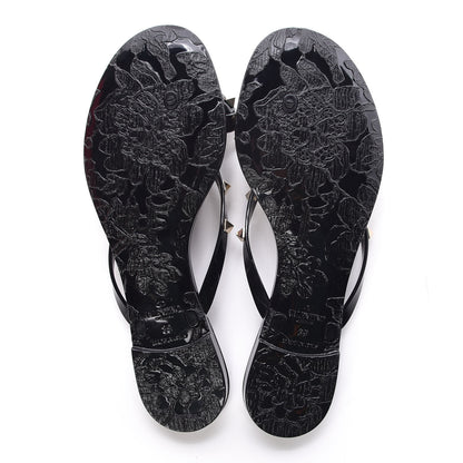Valentino Garavani PVC Jelly Rockstud Bow Thong Sandals 39 Black 5 of 8