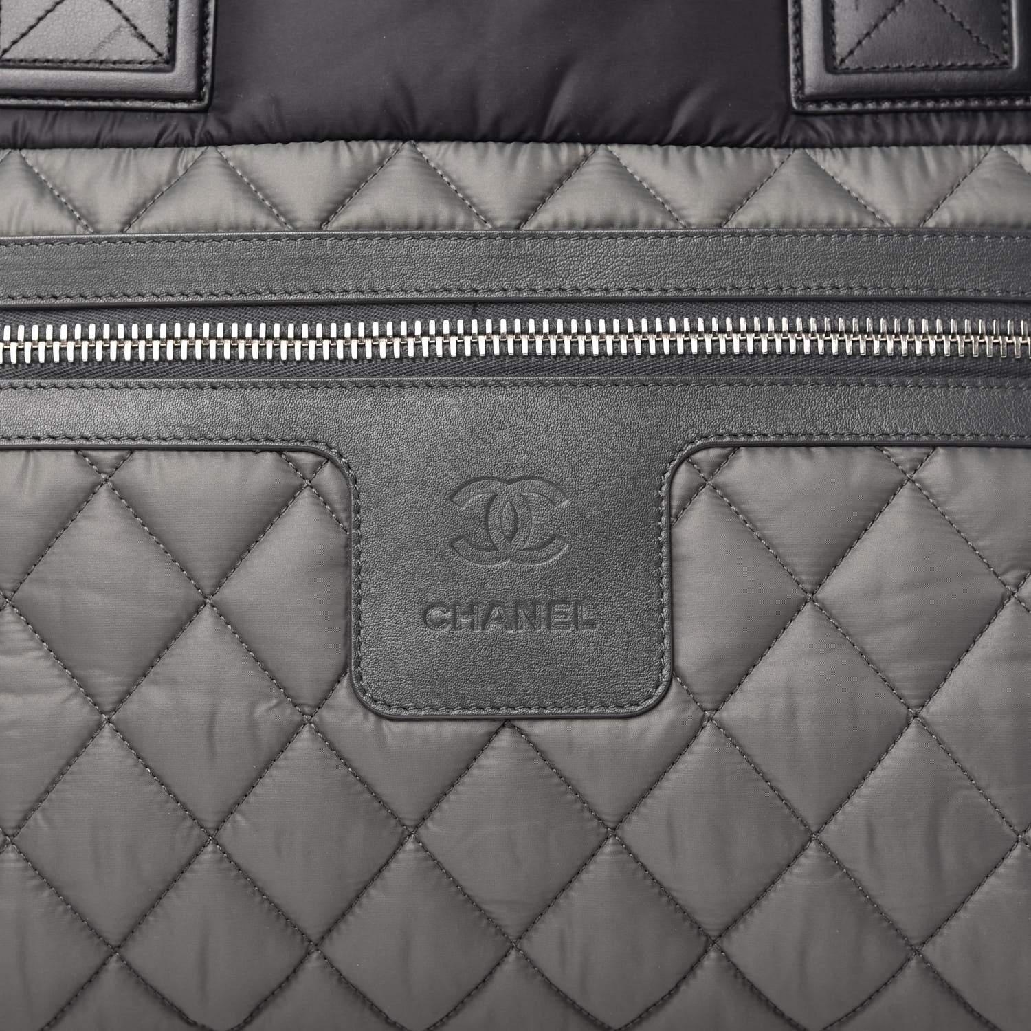 Chanel Nylon Quilted Large Coco Cocoon Reversible Tote Black Grey 10 of 10