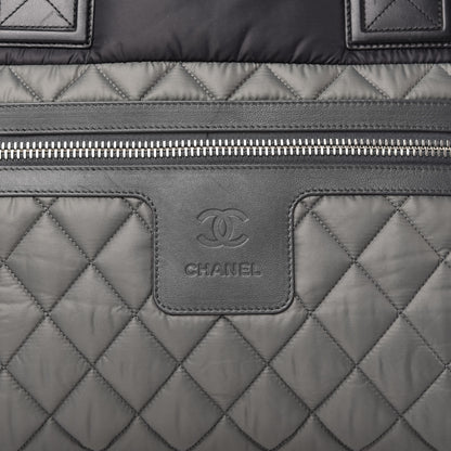 Chanel Nylon Quilted Large Coco Cocoon Reversible Tote Black Grey 10 of 10