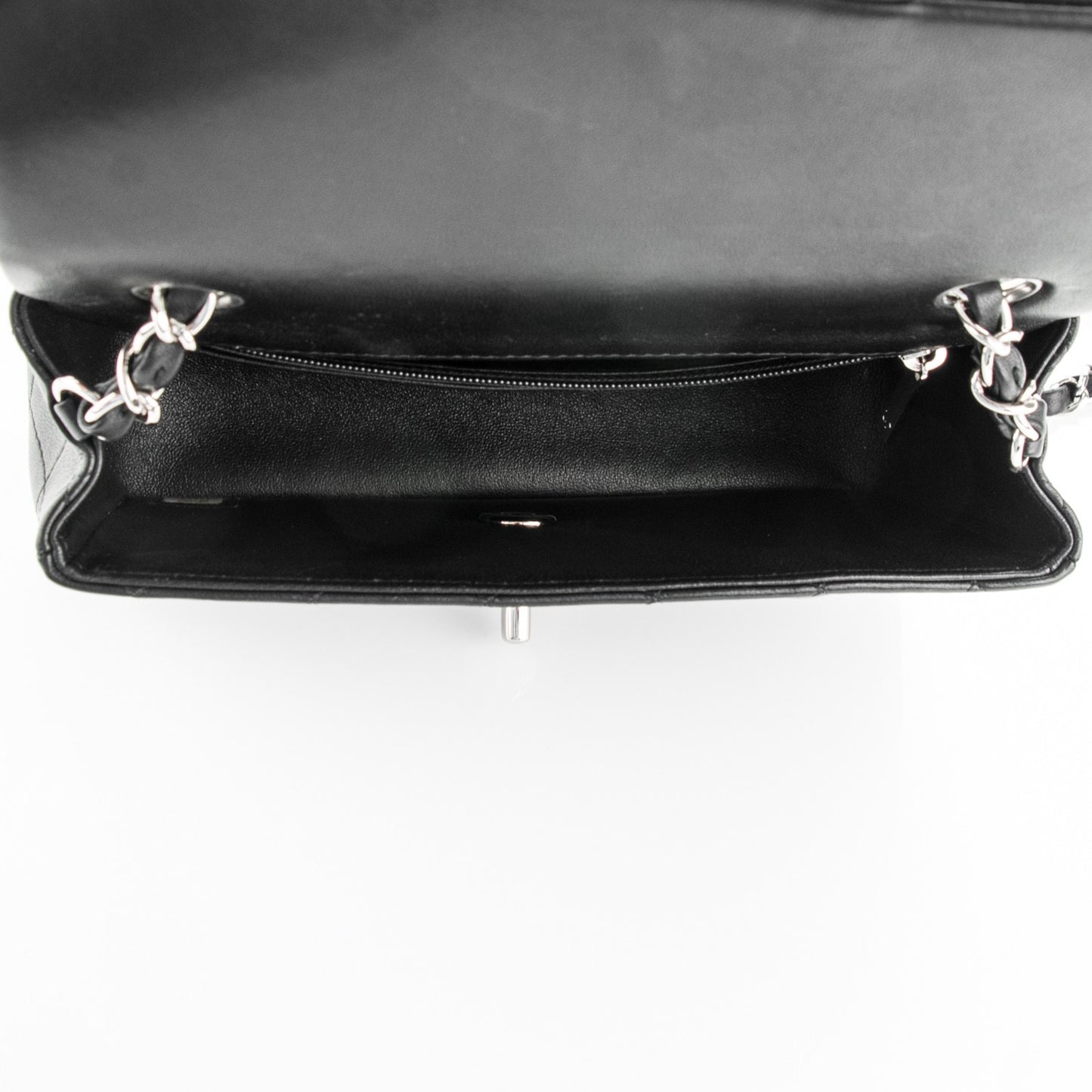 Lambskin Quilted Mini Rectangular Flap Black