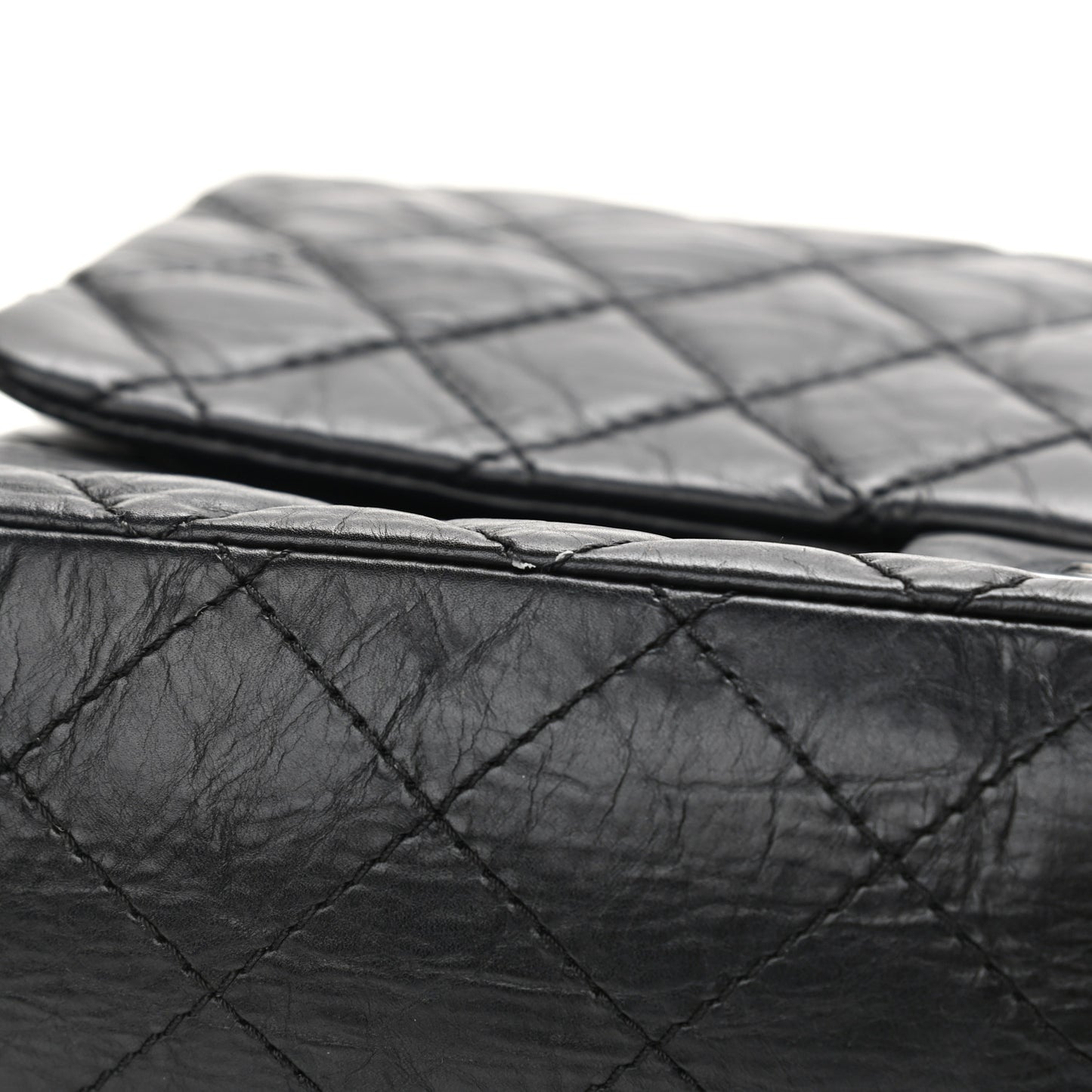 Aged Calfskin Quilted 2.55 Reissue 227 Flap Black