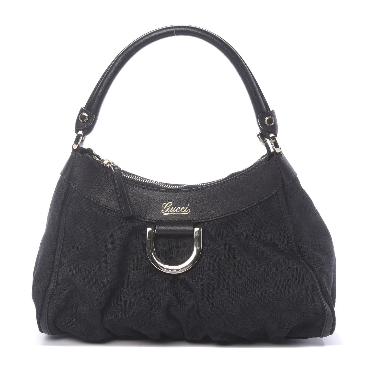 Gucci Monogram Medium D Gold Ring Hobo Black 1 of 13