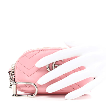 Gucci Calfskin Matelasse GG Marmont Key Pouch Wild Rose 2 of 7