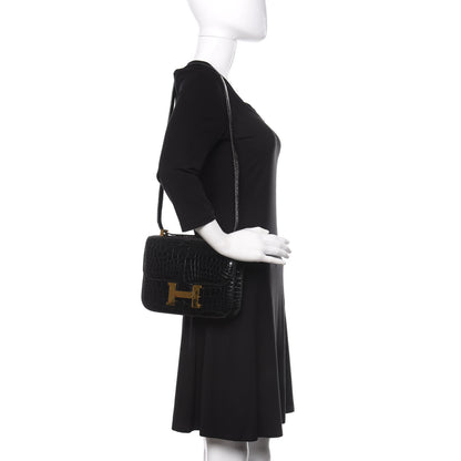 Hermes Shiny Alligator Constance 23 Black 2 of 25