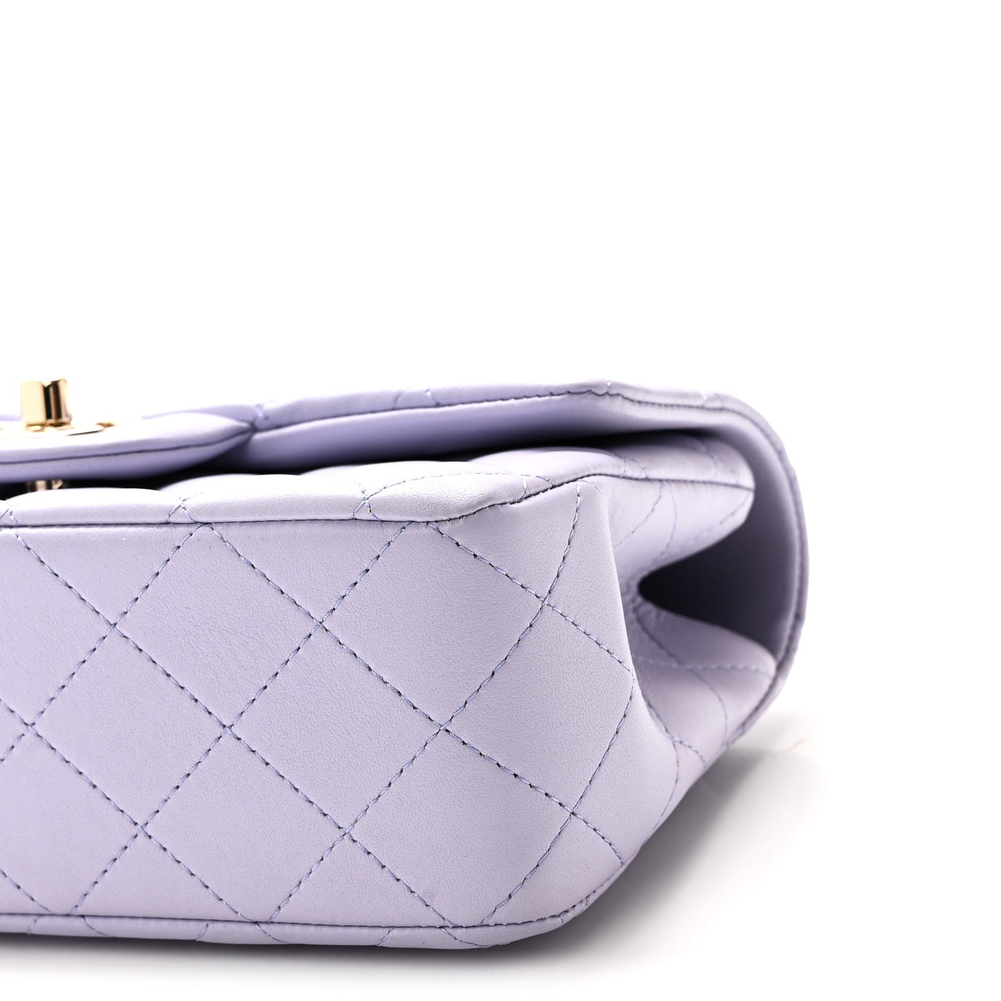 Lambskin Quilted Mini Top Handle Rectangular Flap Light Purple