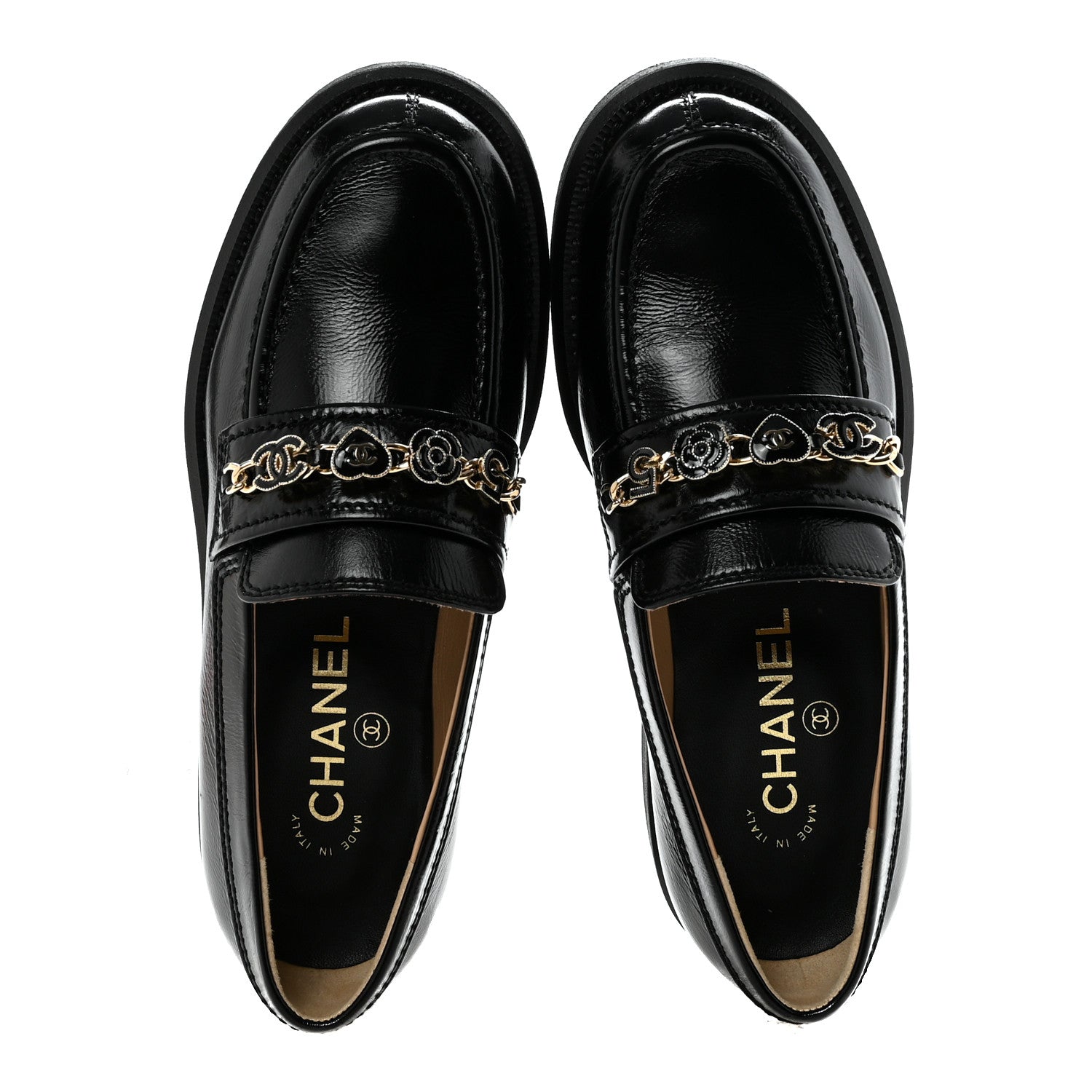 Chanel Calfskin Enamel Charms Mocassin Loafers 35.5 Black 2 of 9