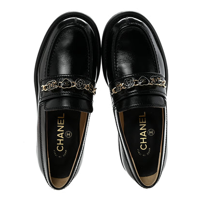 Chanel Calfskin Enamel Charms Mocassin Loafers 35.5 Black 2 of 9
