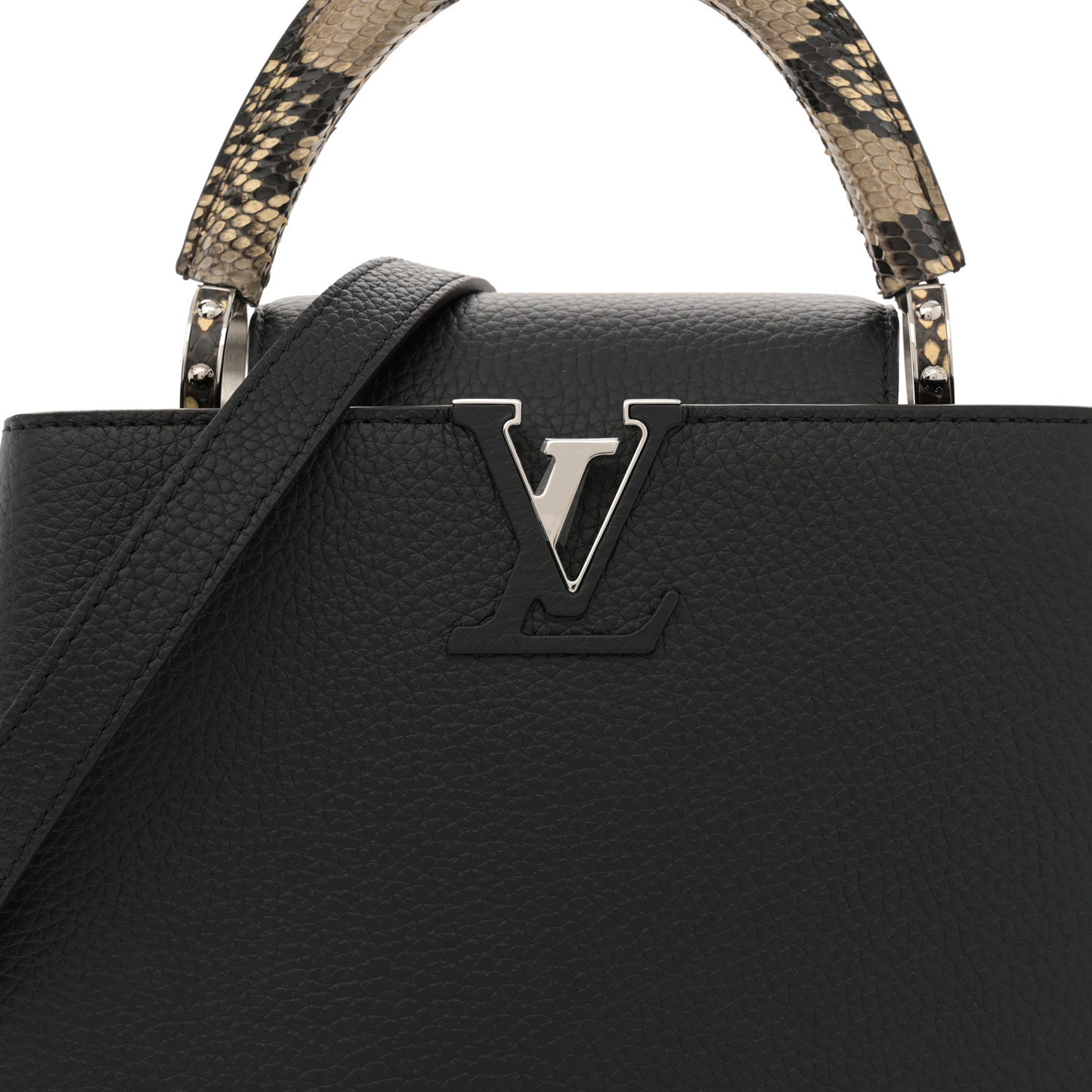 Taurillon Snakeskin Capucines BB Black