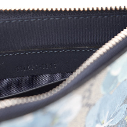 Gucci GG Supreme Monogram Blooms Small Zip Wristlet Pouch Beige Blue Black 5 of 6