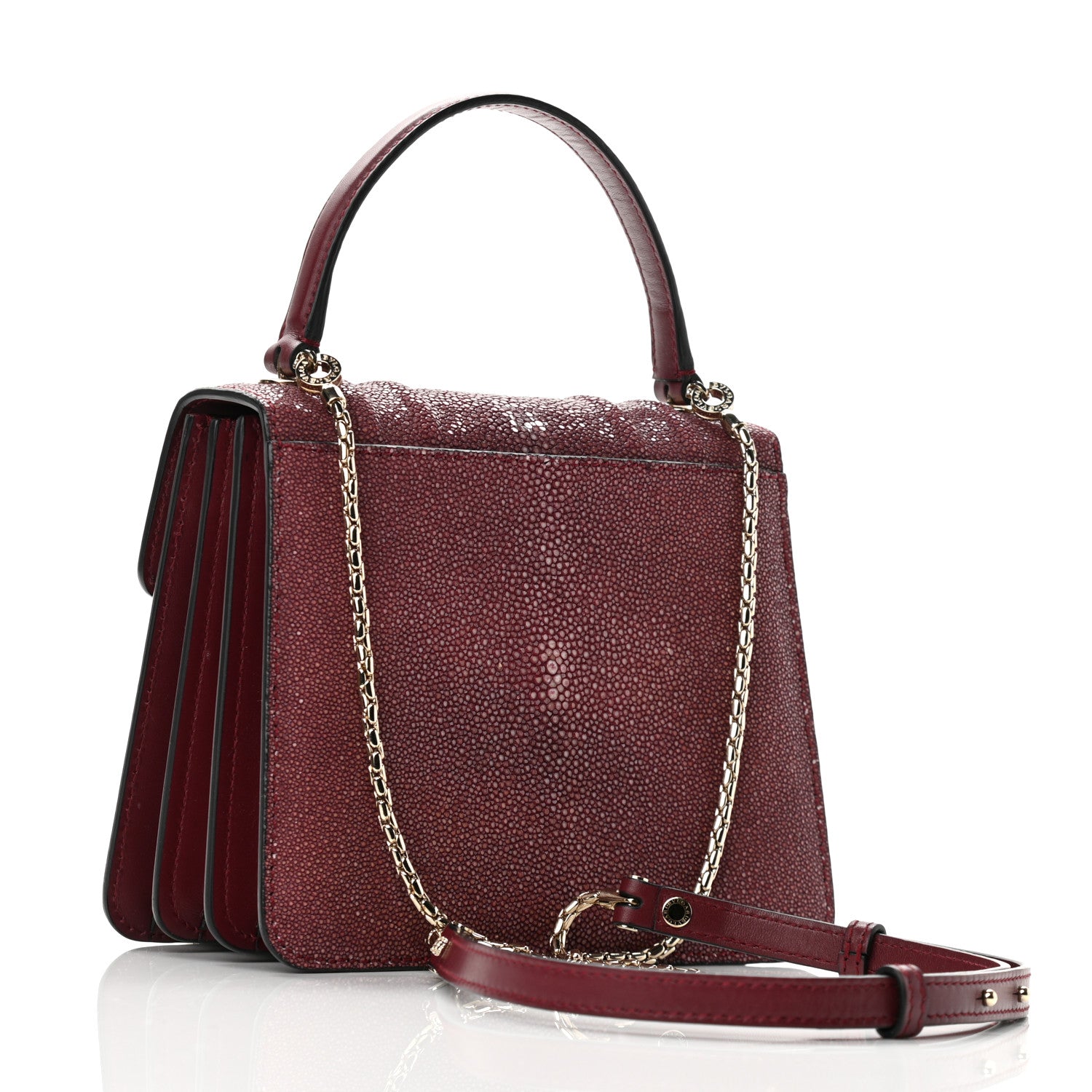 Bulgari Calfskin Galuchat Serpenti Forever Crossbody Plum 3 of 13