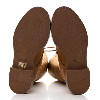 Prada Re-Nylon Spazzolato Rois Metal Triangle Logo Tall 50mm Combat Boots 36 Tobacco Brown 5 of 9