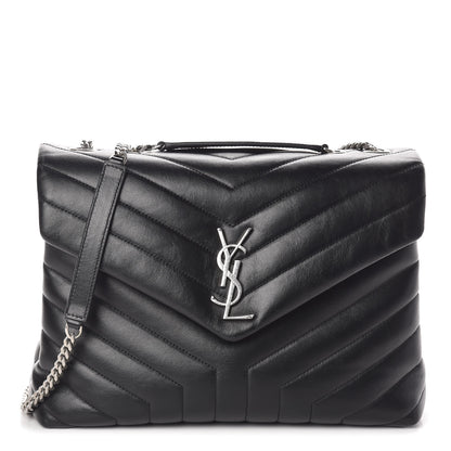 Saint Laurent Calfskin Y Quilted Monogram Medium Loulou Chain Satchel Black 1 of 9