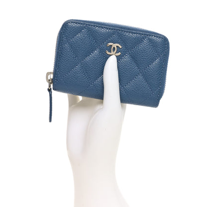 Chanel Caviar Quilted Zip Coin Purse Blue 2 of 8