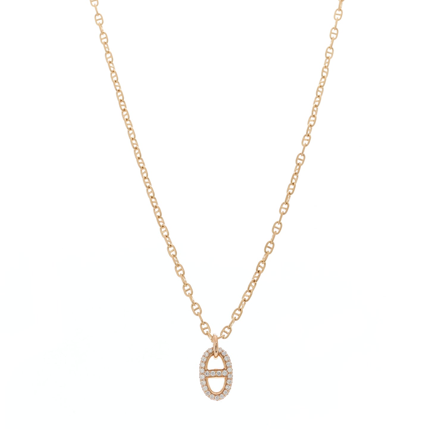 18K Rose Gold Diamond PM New Farandole Pendant Necklace ST