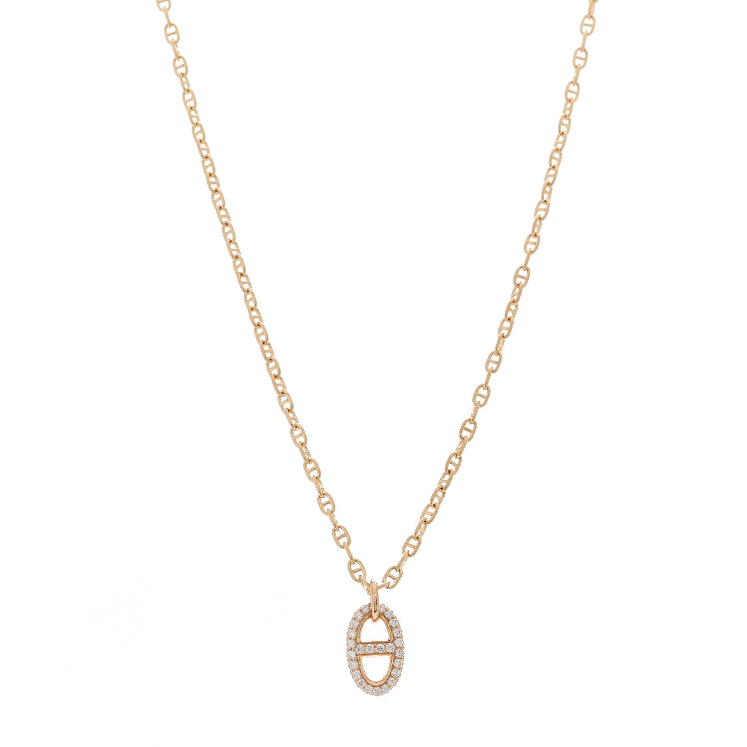 Hermes 18K Rose Gold Diamond PM New Farandole Pendant Necklace ST 1 of 3