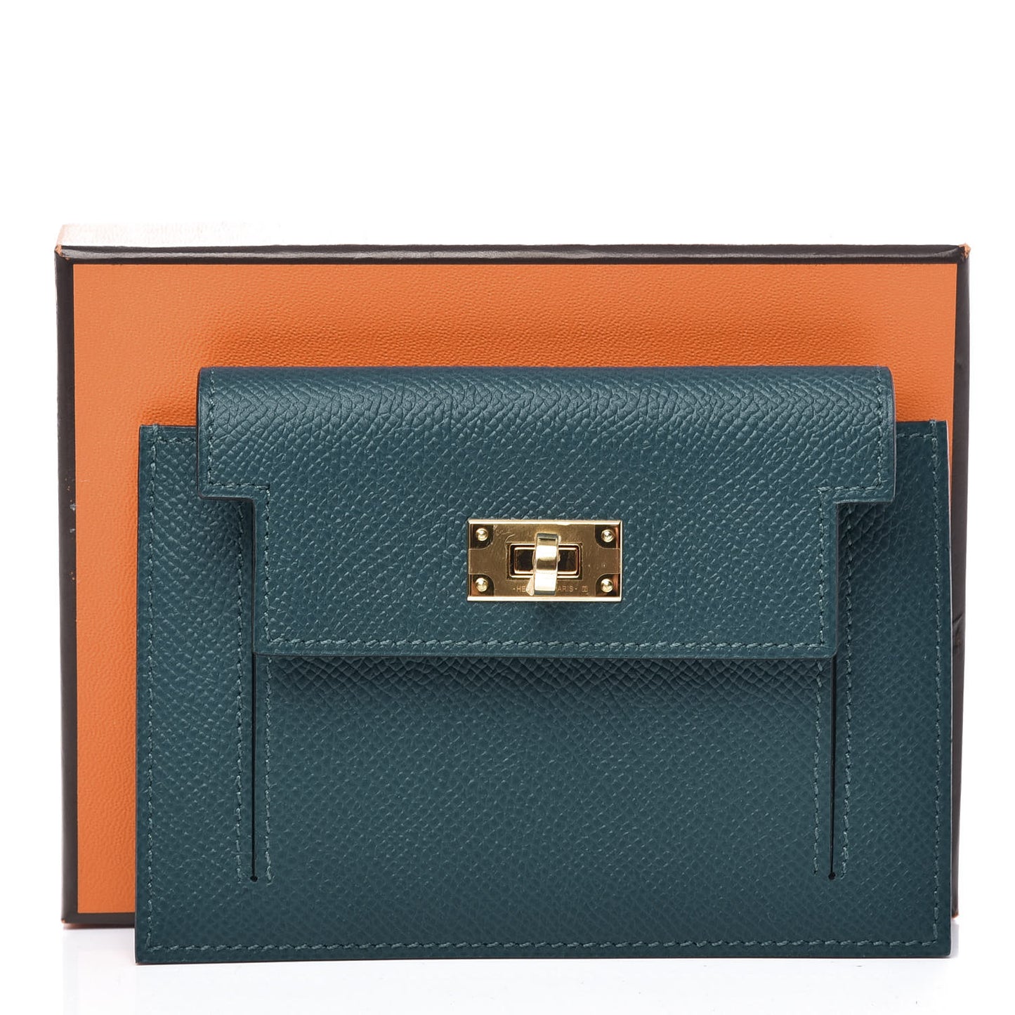 Epsom Kelly Pocket Compact Wallet Vert Bosphore