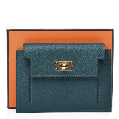 Hermes Epsom Kelly Pocket Compact Wallet Vert Bosphore 8 of 8