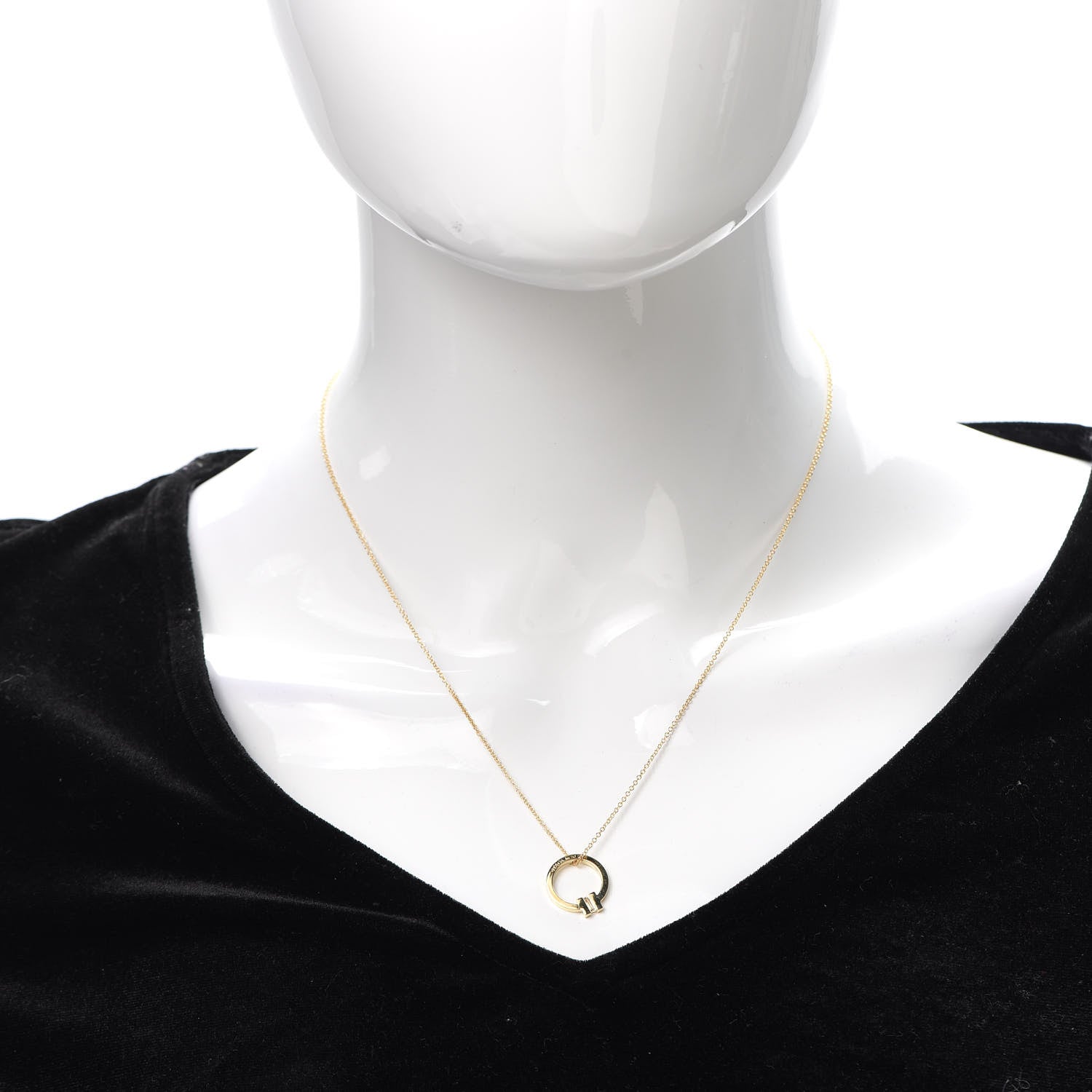 Tiffany 18K Yellow Gold Diamond T Pendant Necklace 2 of 6