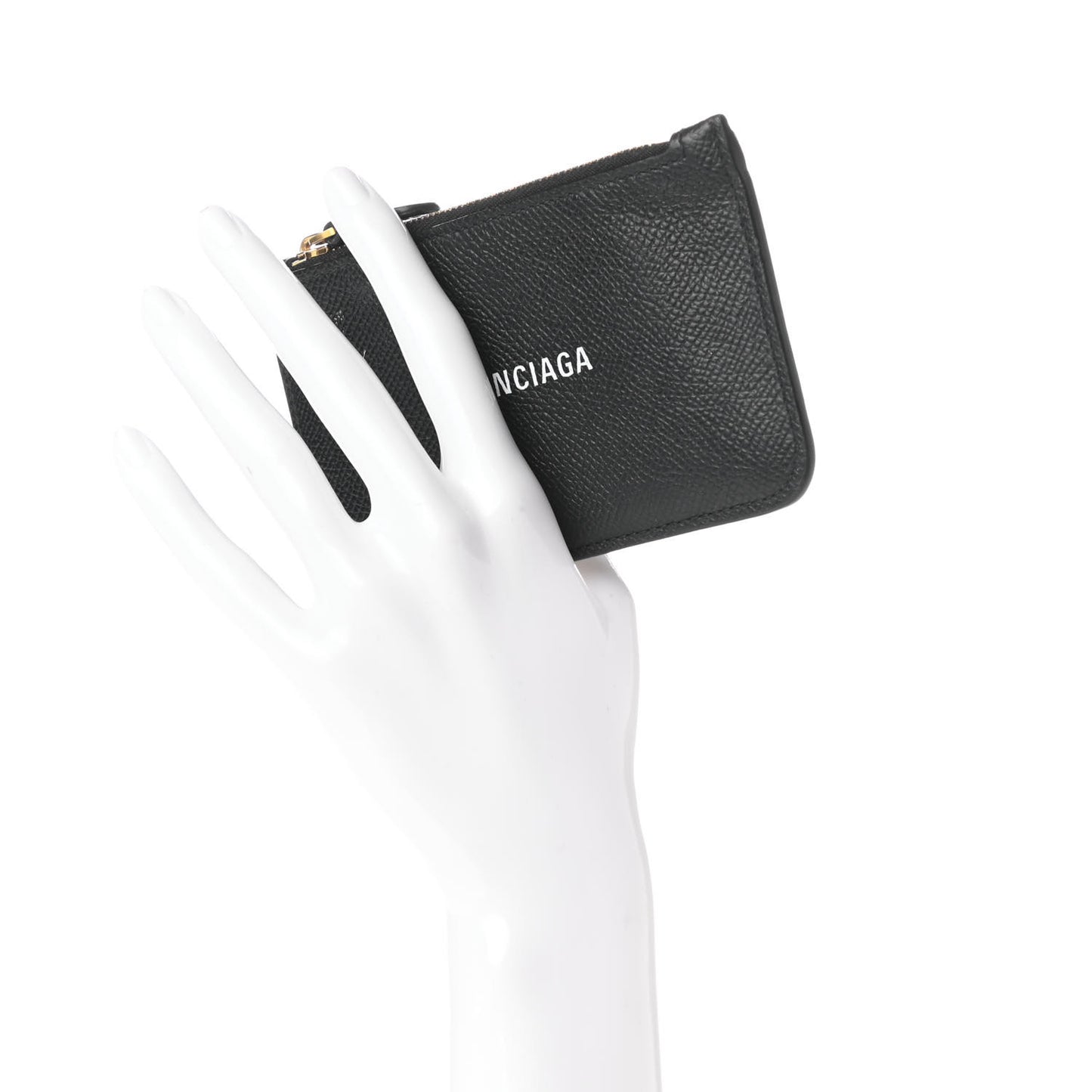 Signature Grained Calfskin Logo Cash Long Coin Card Holder Black White