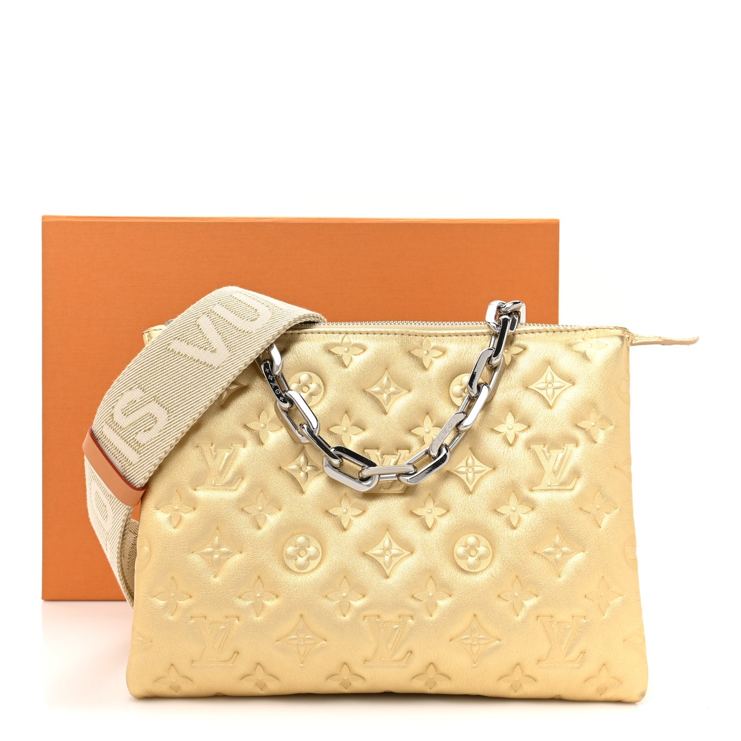 Lambskin Embossed Monogram Coussin PM Gold