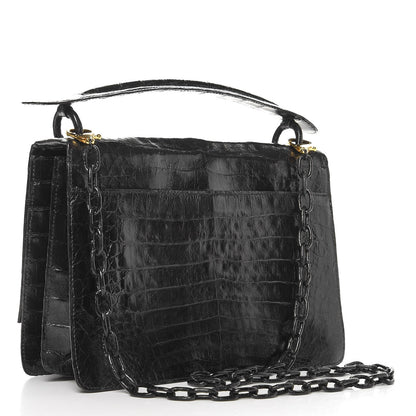 Nancy Gonzalez Crocodile Chain Flap Shoulder Bag Black 3 of 7