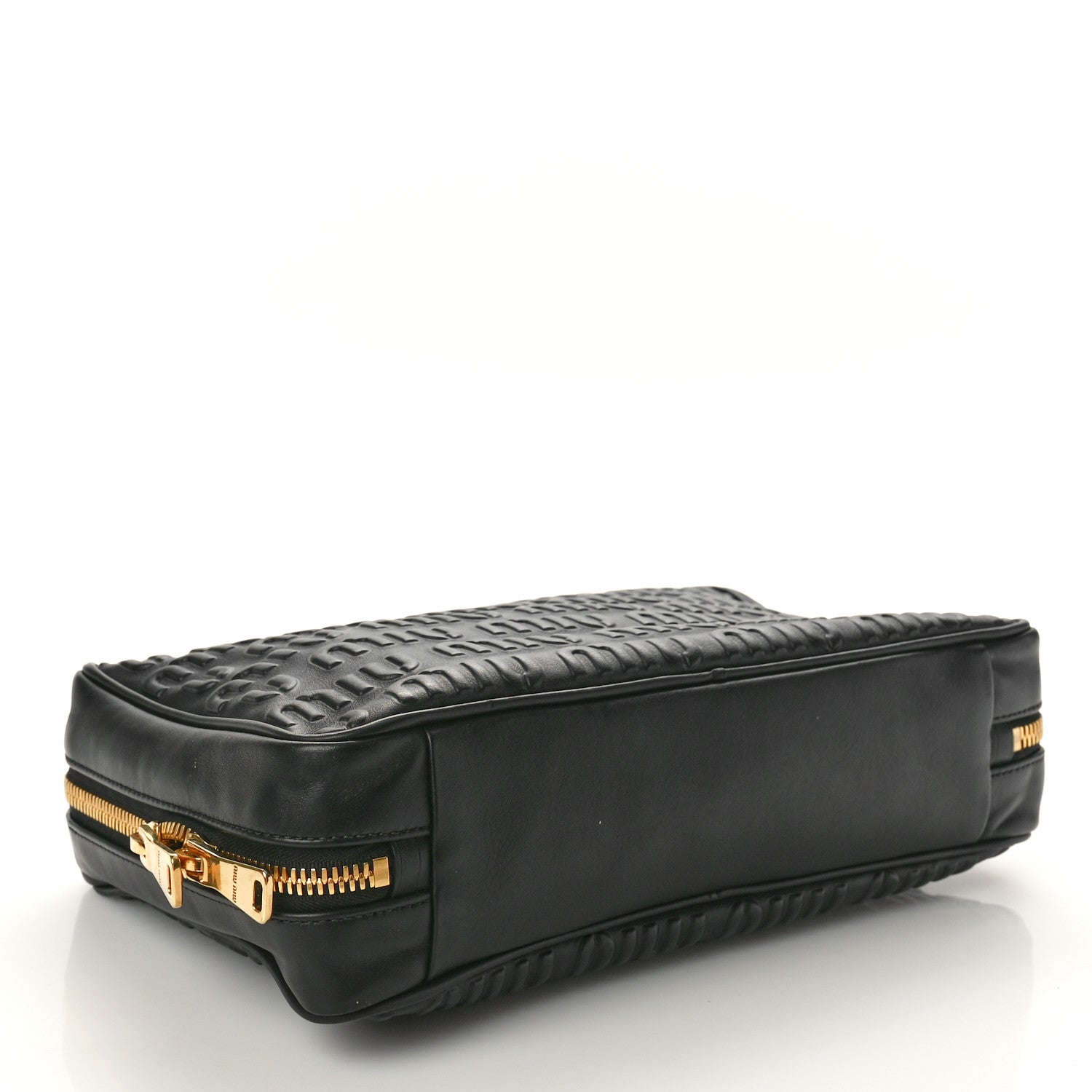 Miu Miu Softy Logo Embossed Chain Shoulder Bag Black 1585705