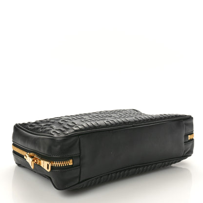 Miu Miu Softy Logo Embossed Chain Shoulder Bag Black 4 of 9