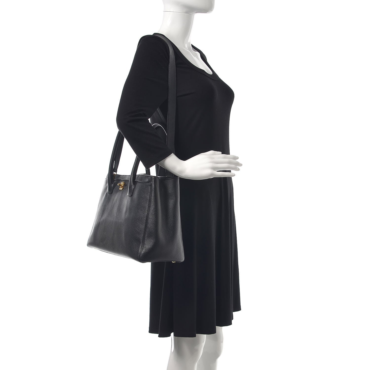Chanel Calfskin Cerf Executive Shopper Tote Black 2 of 11