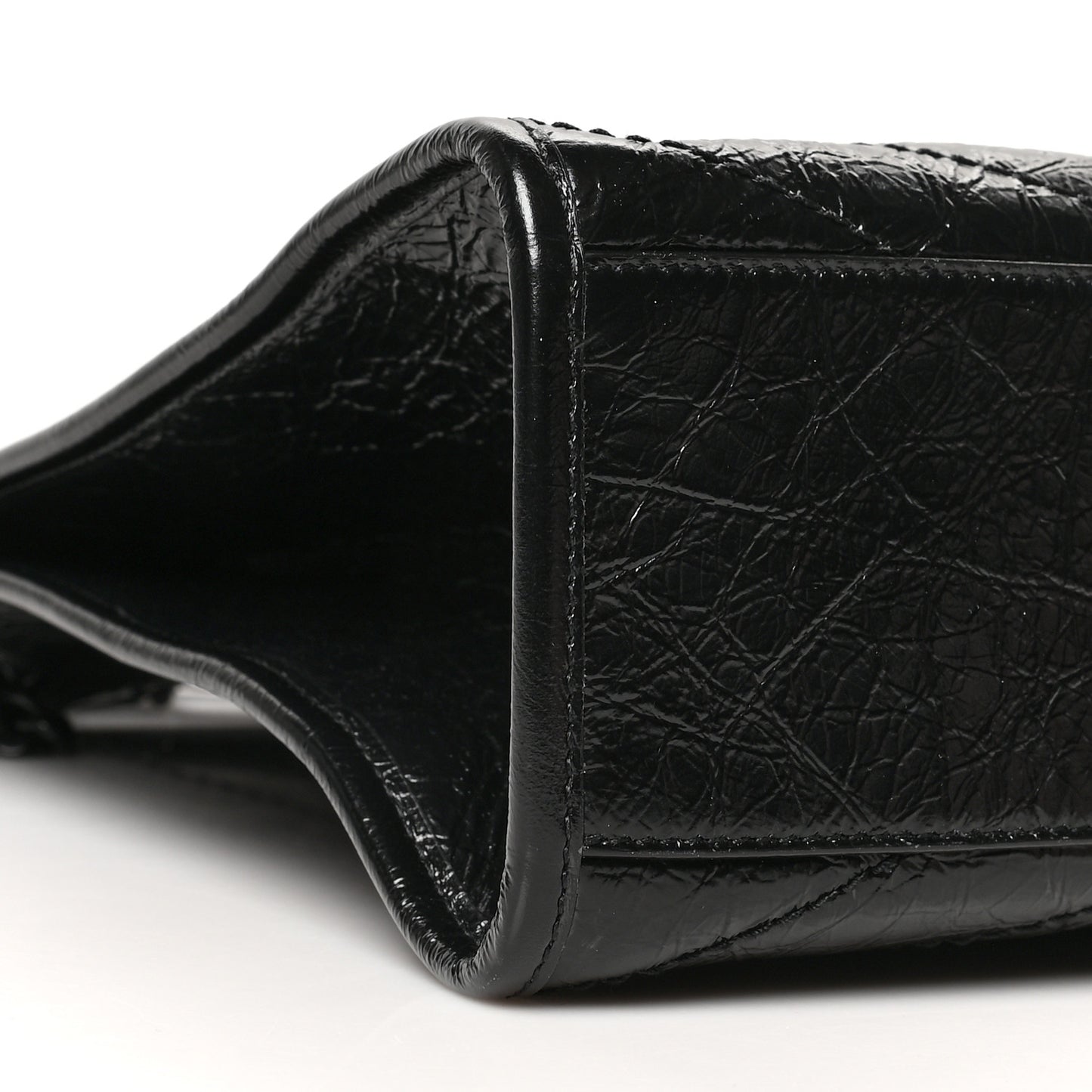 Crinkled Calfskin Matelasse Monogram Medium Niki Shopper Tote Black