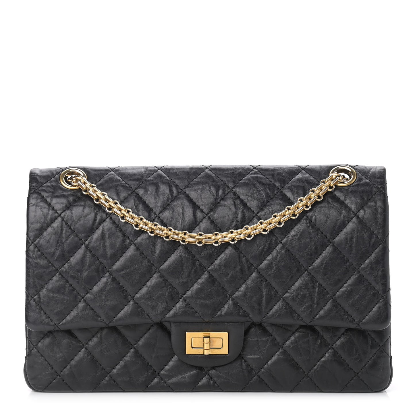 Aged Calfskin Quilted 2.55 Reissue 226 Flap Black