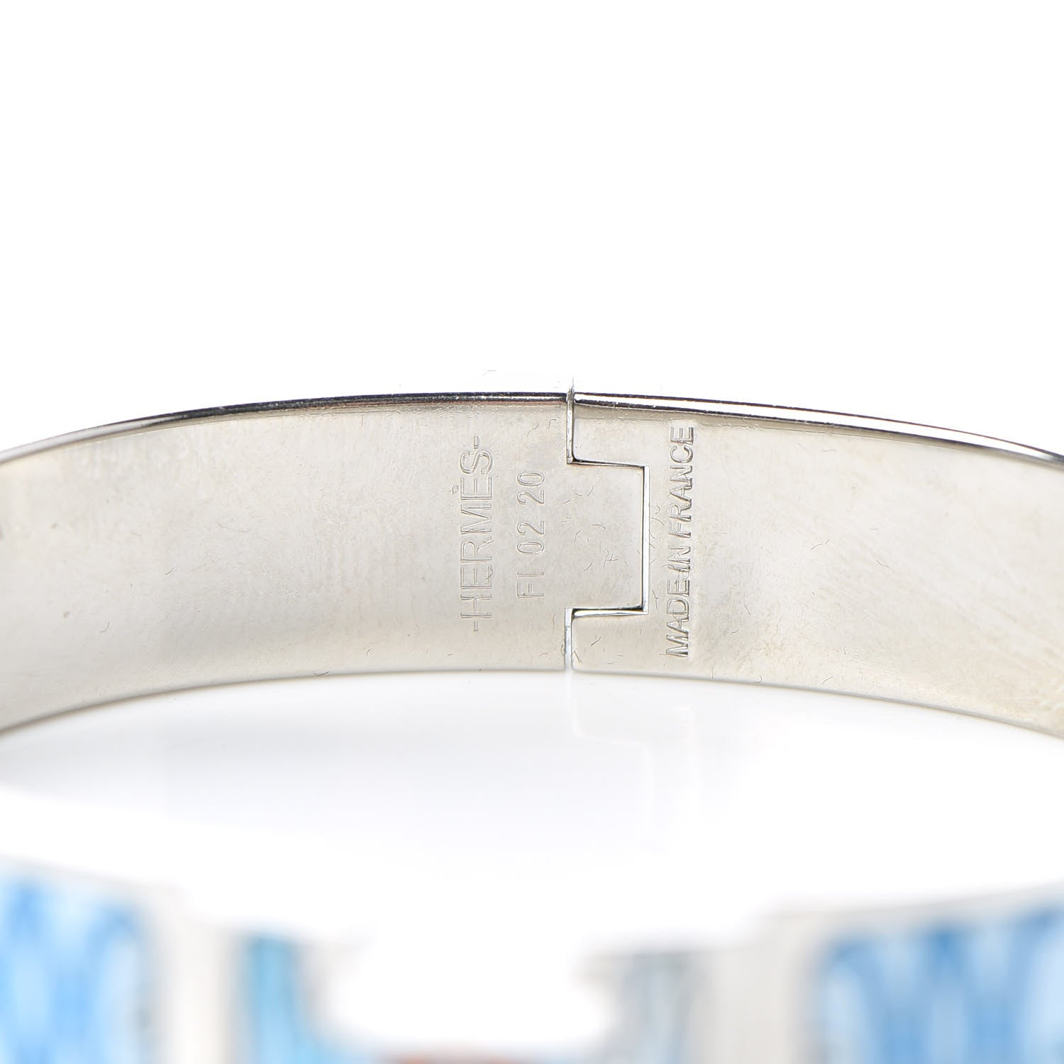 Hermes Enamel Narrow Print H Lift Clic Clac H Bracelet PM Orange Blue 6 of 7