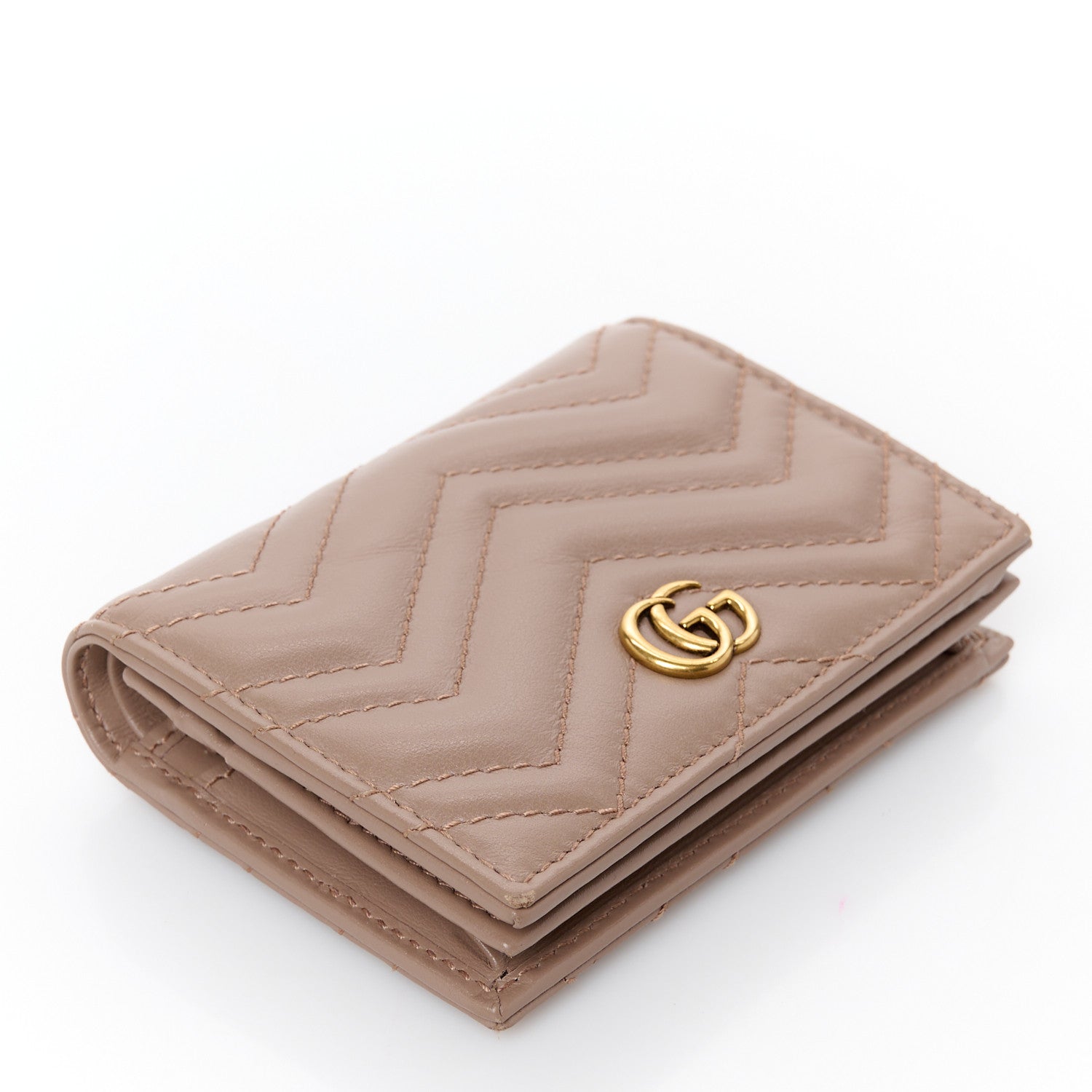 Gucci Calfskin Matelasse GG Marmont Card Case Wallet Porcelain Rose 4 of 9