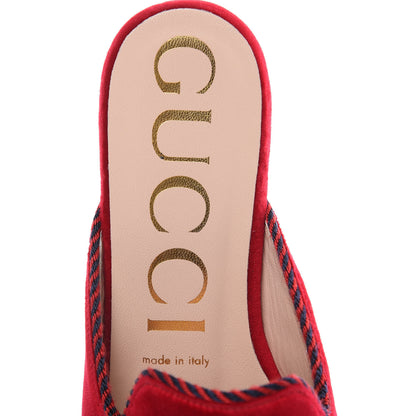 Gucci Velvet Sylvie Bow Slippers 37 Hibiscus Red 6 of 11