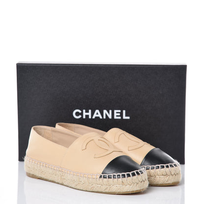 Chanel Lambskin CC Espadrilles 35 Beige Black 13 of 13