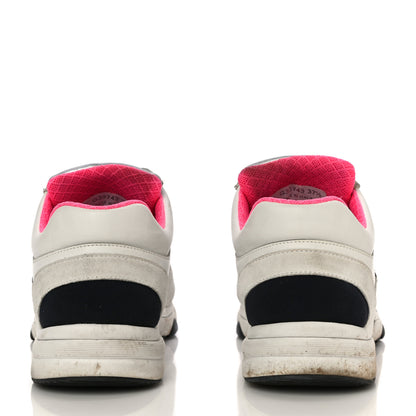 Chanel Calfskin Fabric Sneakers 37.5 White Silver Fluo Pink 5 of 18