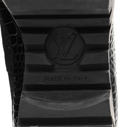 Louis Vuitton Suede Calfskin Crocodile Embossed Patent Monogram Laureate Platform Desert Boots 38 Black 8 of 10