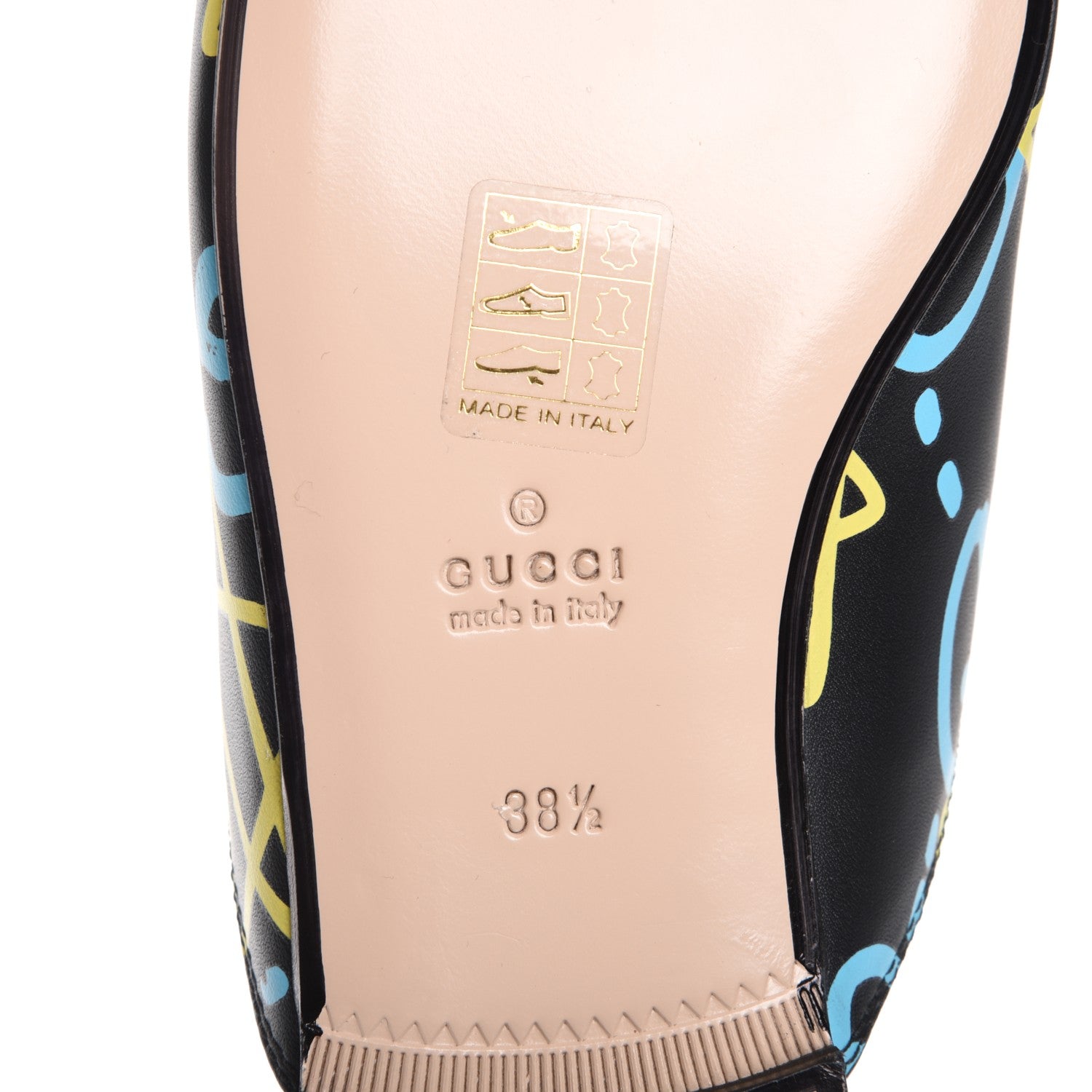 Gucci Calfskin GucciGhost Print Womens Princetown Slippers 38.5 Black New Acquamarine 6 of 9