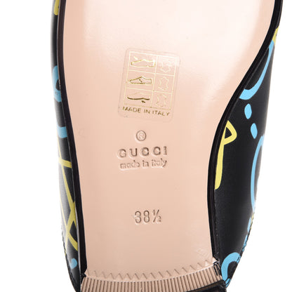 Gucci Calfskin GucciGhost Print Womens Princetown Slippers 38.5 Black New Acquamarine 6 of 9