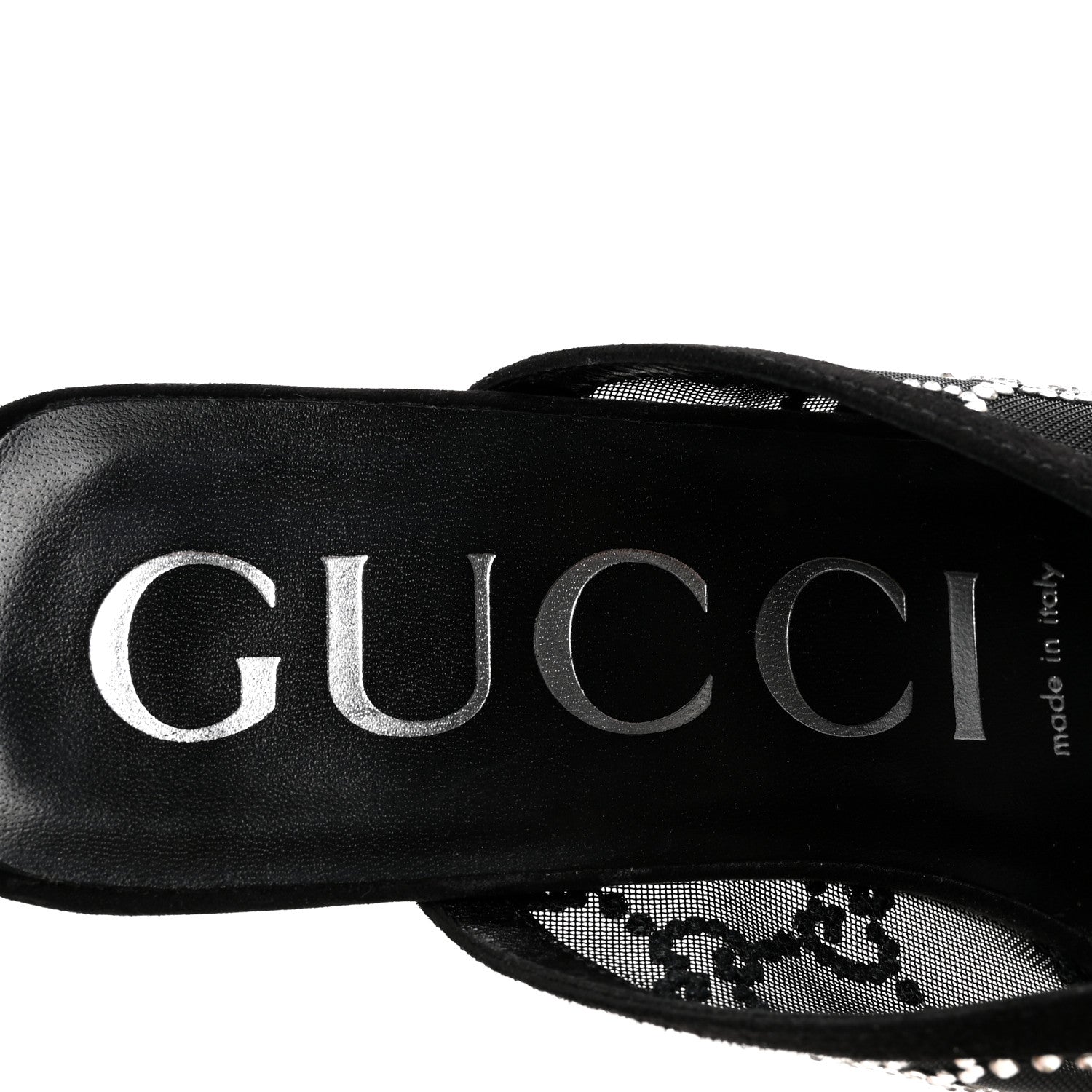 Gucci Tela Retino Kid Scamosciato Crystal GG Monogram Square G 95mm Slide Sandals 40 Black 8 of 9