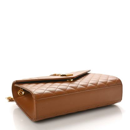Saint Laurent Grain De Poudre Textured Mixed Matelasse Medium Triquilt Monogram Satchel Dark Latte 4 of 10