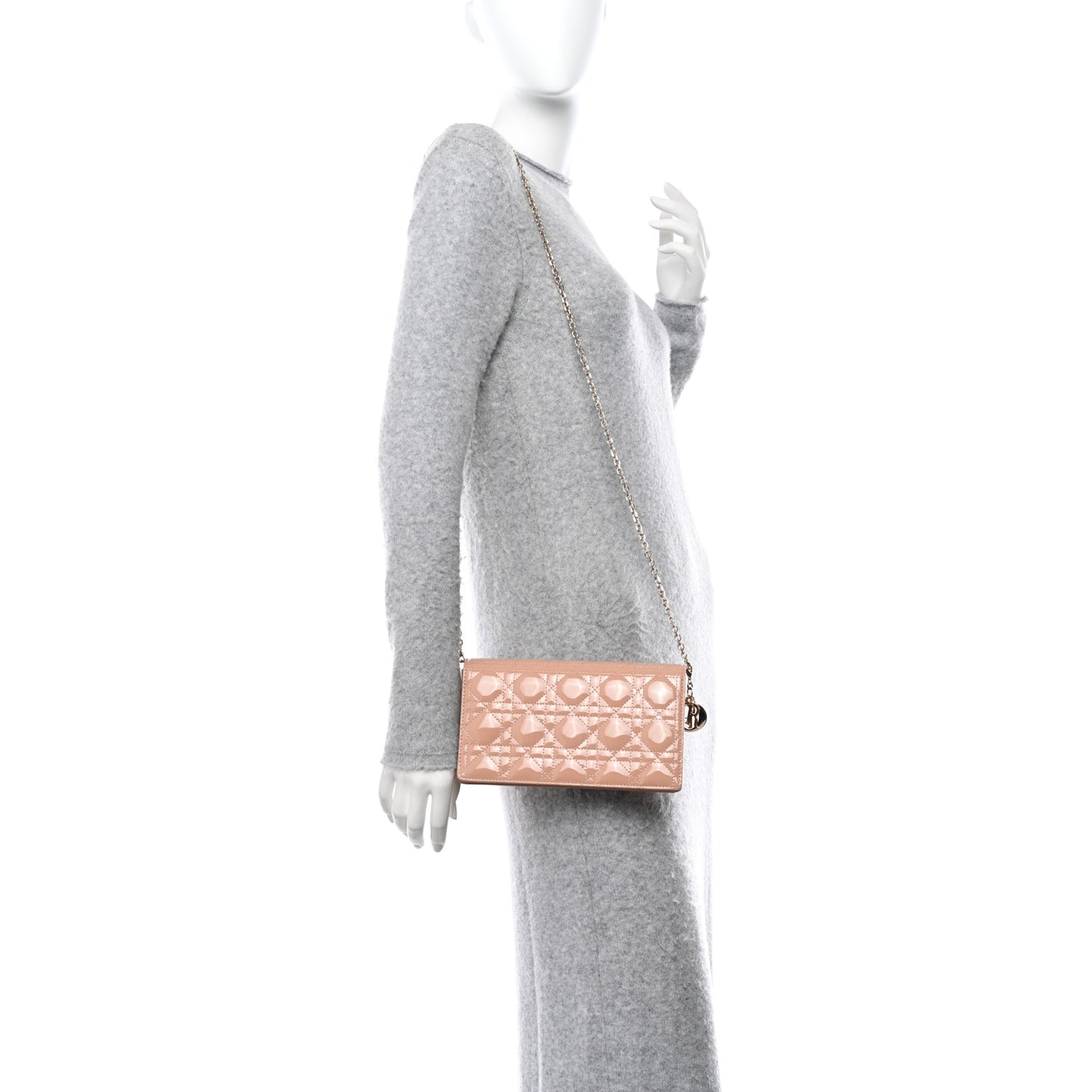 Patent Cannage Lady Dior Convertible Clutch Beige