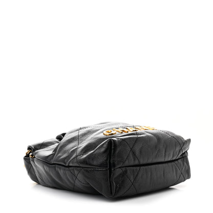 Chanel Shiny Crumpled Calfskin Quilted Pearl Mini Chanel 22 Black 4 of 10