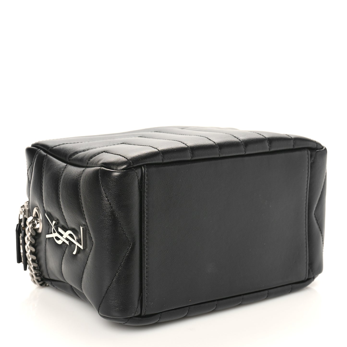 Calfskin Y Quilted Monogram Small Loulou Bowling Bag Black